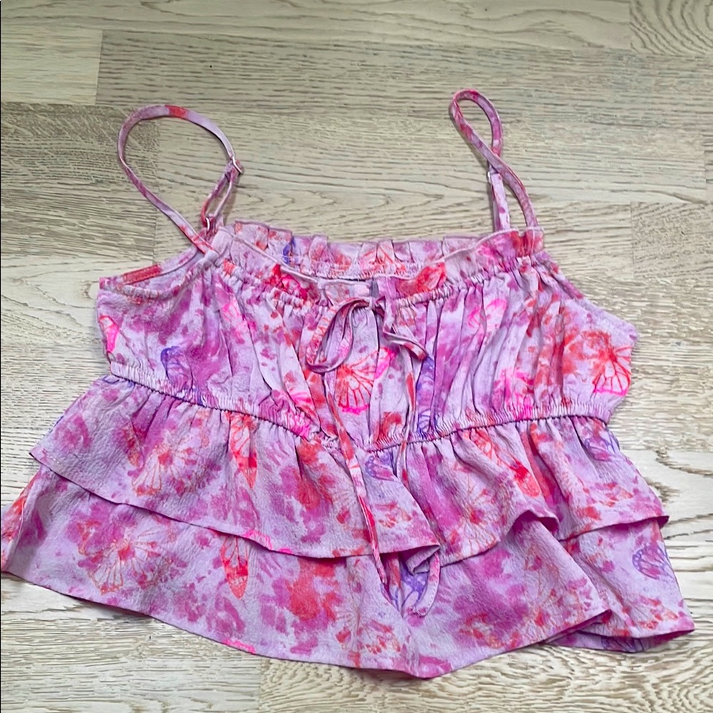 Wild Fable Pink and Orange Tie-Dye Top